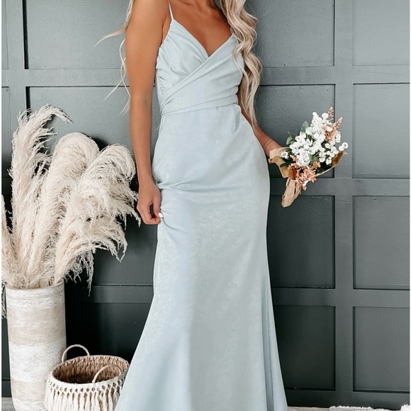 Cheerful Thoughts Wrap Bust Midi Dress (Blue) - Picture 1 of 6